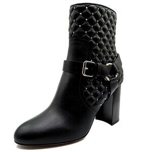 Brand New Valentino Garavani Rockstud Spike Heel Boot in Black Leather, Size 39